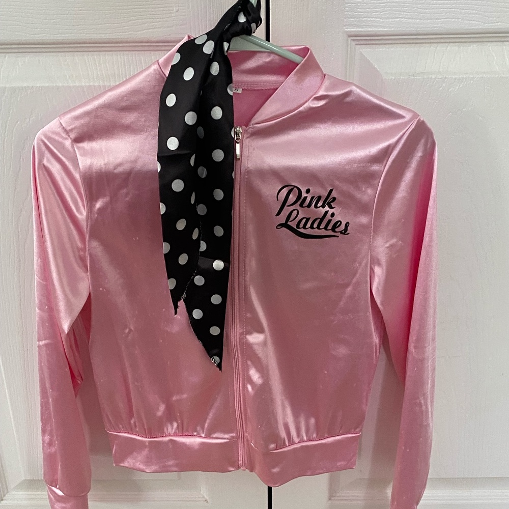 Halloween Costume Pink Ladies Jacket and Scarf size 8